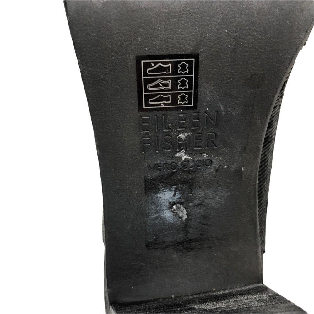 Eileen Fisher Womens Ankle Booties Black Leather Block Heel Peep Toe Zip 7.5 - Picture 8 of 8